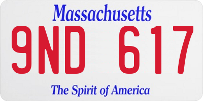 MA license plate 9ND617