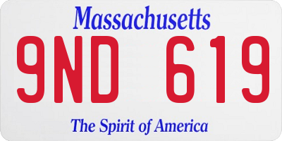 MA license plate 9ND619