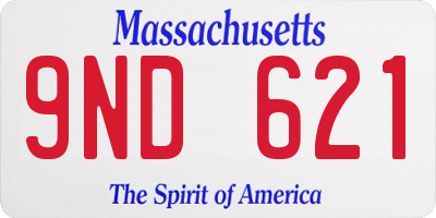 MA license plate 9ND621