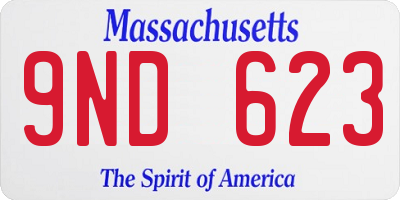 MA license plate 9ND623