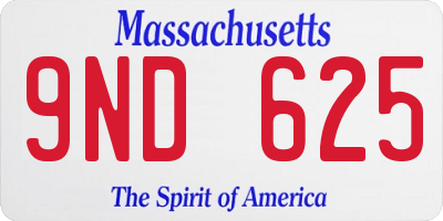 MA license plate 9ND625