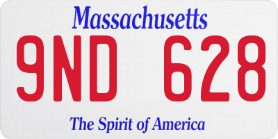 MA license plate 9ND628
