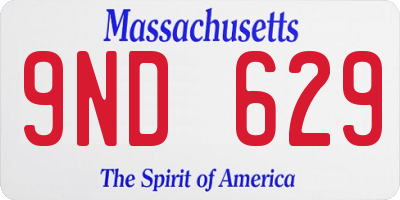 MA license plate 9ND629