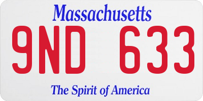 MA license plate 9ND633