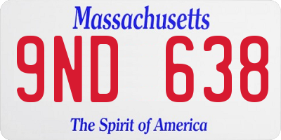 MA license plate 9ND638