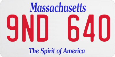 MA license plate 9ND640
