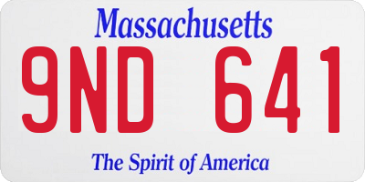 MA license plate 9ND641