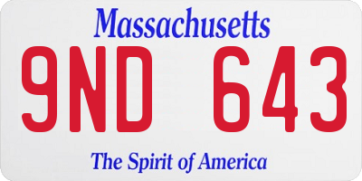MA license plate 9ND643