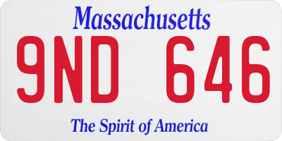 MA license plate 9ND646