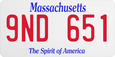 MA license plate 9ND651
