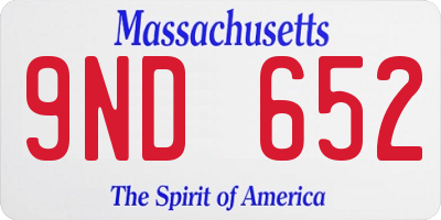 MA license plate 9ND652