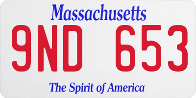 MA license plate 9ND653