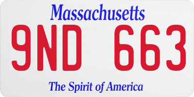 MA license plate 9ND663