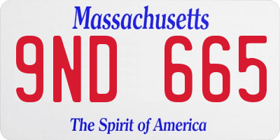 MA license plate 9ND665