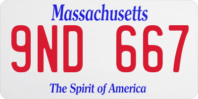 MA license plate 9ND667