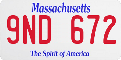 MA license plate 9ND672
