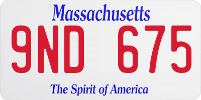 MA license plate 9ND675