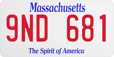MA license plate 9ND681