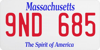 MA license plate 9ND685