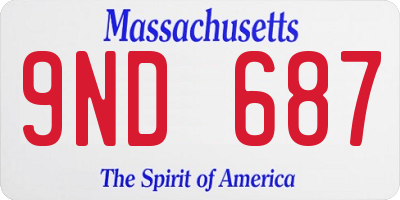 MA license plate 9ND687