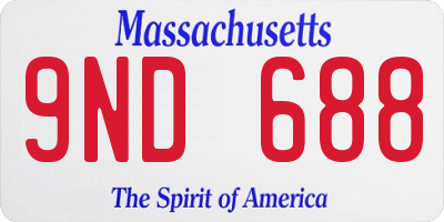 MA license plate 9ND688