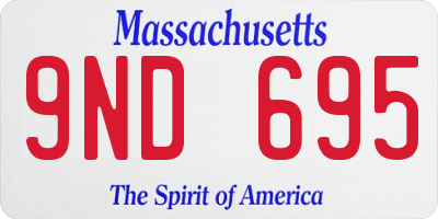 MA license plate 9ND695