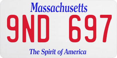 MA license plate 9ND697