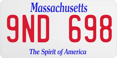 MA license plate 9ND698