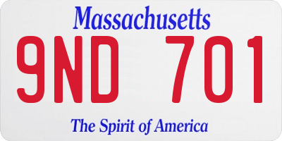 MA license plate 9ND701