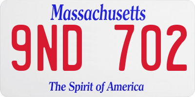MA license plate 9ND702