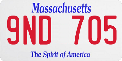 MA license plate 9ND705