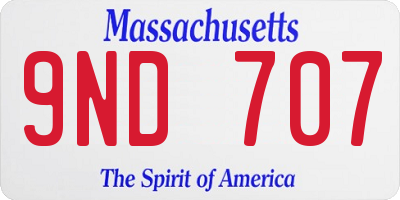 MA license plate 9ND707