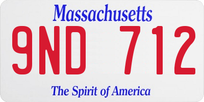 MA license plate 9ND712