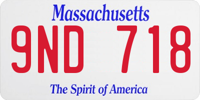 MA license plate 9ND718