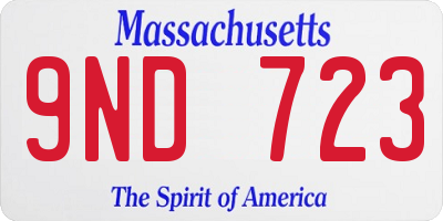 MA license plate 9ND723