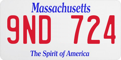 MA license plate 9ND724
