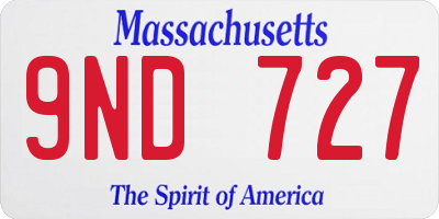 MA license plate 9ND727