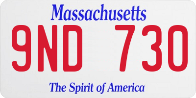 MA license plate 9ND730