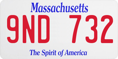 MA license plate 9ND732
