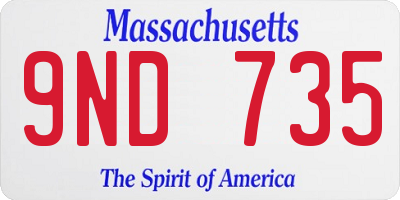 MA license plate 9ND735