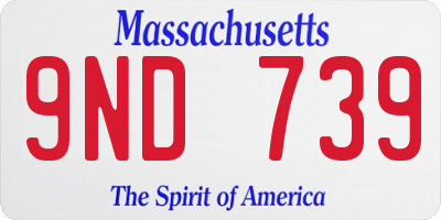 MA license plate 9ND739