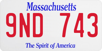 MA license plate 9ND743
