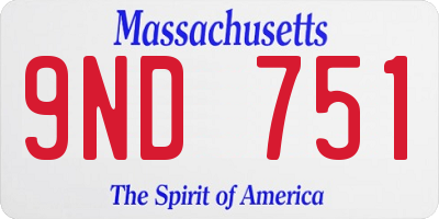 MA license plate 9ND751