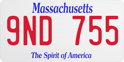 MA license plate 9ND755