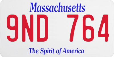 MA license plate 9ND764