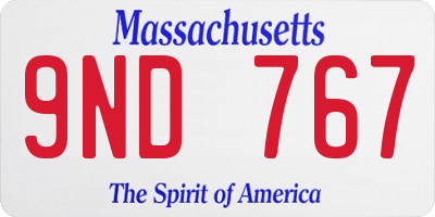 MA license plate 9ND767