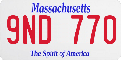 MA license plate 9ND770
