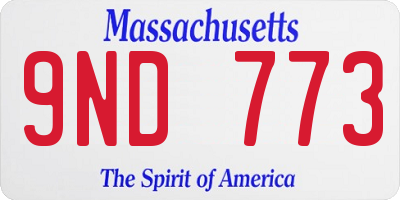 MA license plate 9ND773