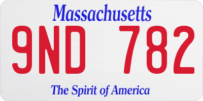 MA license plate 9ND782