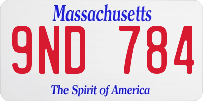 MA license plate 9ND784